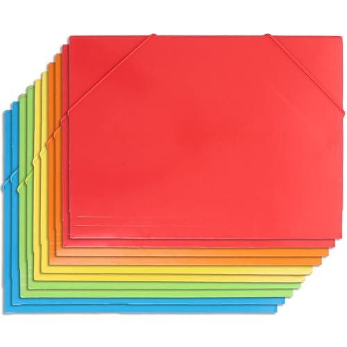 ASelected 10 Stück Sammelmappe A4 Eckspannermappe A4 Mappe mit Gummiband 5 Farbe Mappe mit Gummizug für Schule Zuhause Büro von ASelected