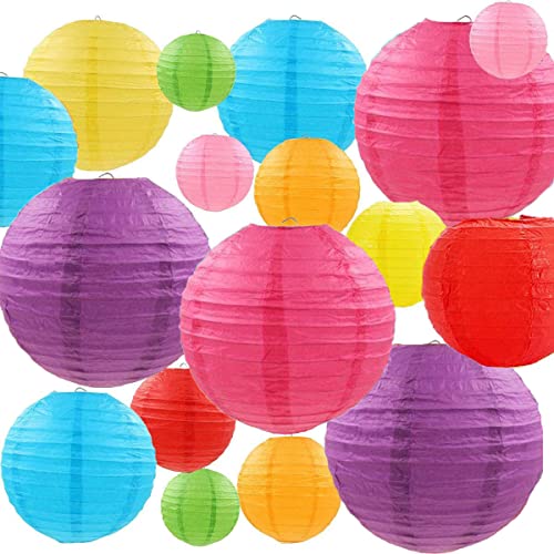 ASelected 24 PCS Bunte Papier Laterne, 25/20/15/10 cm Papierlampions Runde, Lampenschirm Papierlaterne, Bunte Papierlaterne für Hochzeiten, Geburtstage ASelected 24 PCS Bunte Papier Laterne, 25/20/15/10 cm Papierlampions Runde, Lampenschirm Papierlaterne, Bunte Papierlaterne für Hochzeiten, Geburtstage von ASelected