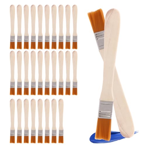 ASelected 30 Stück Kleine Pinselset Lackpinsel Flachpinsel 13 cm Malerpinsel mit Holzgriff Farbe Streichen Pinsel für Pinsel Farben Kunst Malerbedarf Lacke Malerei DIY Streichen von Wänden von ASelected