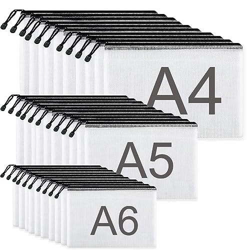 ASelected 30 Stücke Dokumententasche Reißverschluss A4 A5 A6, Wasserdichte Dokumententasche Reissverschluss, Mesh Kunststoff Reißverschlusstasche, Zipper Taschen für Datei, Dokumente, Reisezubehör ASelected 30 Stücke Dokumententasche Reißverschluss A4 A5 A6, Wasserdichte Dokumententasche Reissverschluss, Mesh Kunststoff Reißverschlusstasche, Zipper Taschen für Datei, Dokumente, Reisezubehör von ASelected