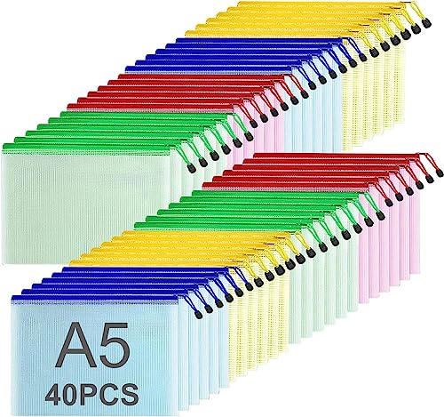 ASelected 40 Stücke Dokumententasche A5 Reißverschluss, Mesh Kunststoff Reißverschlusstasche, Datei Taschen mit Reißverschluss A5, Zipper Taschen für Datei, Dokumente, Hausaufgaben, Reisezubehör… ASelected 40 Stücke Dokumententasche A5 Reißverschluss, Mesh Kunststoff Reißverschlusstasche, Datei Taschen mit Reißverschluss A5, Zipper Taschen für Datei, Dokumente, Hausaufgaben, Reisezubehör… von ASelected