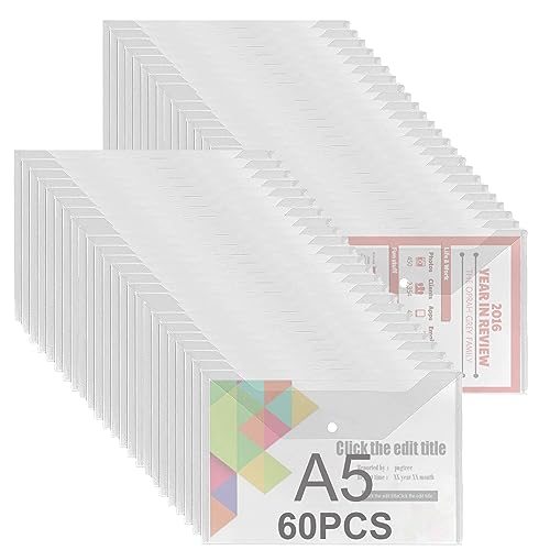 ASelected 60 Stück Dokumentenmappe mit Druckknopf A5 Dokumententasche Transparent Sichttasche Sammelmappe A5 Druckknopf für Organizer Dokumente ASelected 60 Stück Dokumentenmappe mit Druckknopf A5 Dokumententasche Transparent Sichttasche Sammelmappe A5 Druckknopf für Organizer Dokumente von ASelected