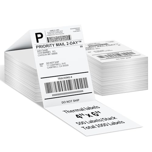 ASprink Thermal Shipping Label Versandaufkleber 4×6 DHL Etiketten (1000 Etiketten/2 Stapel) Thermopapier Versandetiketten Kompatibel für MUNBYN, Phomemo, Polono Etikettendrucker, BPA-freie von ASprink