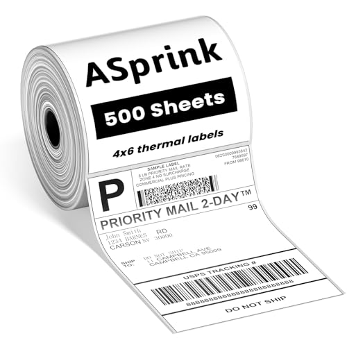 ASprink Versandaufkleber 4×6 DHL Etiketten (500 Etiketten/Rolle) Thermopapier Versandetiketten Kompatibel für MUNBYN, Phomemo, Polono Etikettendrucker, BPA-freie von ASprink