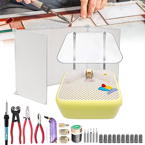 Glasmalerei-Set, Professionelles 14-Teiliges Glasmalerei-Starter-Werkzeugset, Inklusive Glasschleifer Und Glasschneider-Werkzeugset Für Den Schreibtisch, Lötkolben-Set Und Verbrauchsmaterialien, Für Glasmalerei-Set, Professionelles 14-Teiliges Glasmalerei-Starter-Werkzeugset, Inklusive Glasschleifer Und Glasschneider-Werkzeugset Für Den Schreibtisch, Lötkolben-Set Und Verbrauchsmaterialien, Für von ASumPio