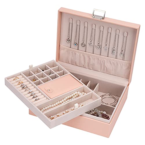 ATAIMEISEN Schmuck-Organizer-Box, Reise-Schmuckkästchen, Aufbewahrungs-Organizer, für Ohrringe, Ringe, Halsketten, große Reise-Schmuckschatulle/Pink ATAIMEISEN Schmuck-Organizer-Box, Reise-Schmuckkästchen, Aufbewahrungs-Organizer, für Ohrringe, Ringe, Halsketten, große Reise-Schmuckschatulle/Pink von ATAIMEISEN