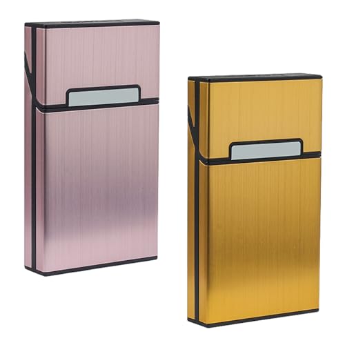 ATAVSADN 2 Stück Zigarettenetui, Slim Zigarettenbox Mit Magnetverschluss, Zigarettenetui Aus Aluminium, Fasst 20 ZigarettenPink Gold,One Size ATAVSADN 2 Stück Zigarettenetui, Slim Zigarettenbox Mit Magnetverschluss, Zigarettenetui Aus Aluminium, Fasst 20 ZigarettenPink Gold,One Size von ATAVSADN