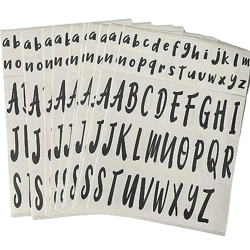 ATB-Foger 10 Blätter Vinyl Buchstaben Aufkleber Groß- und Kleinbuchstaben Aufkleber 1 oder 2 Zoll Buchstaben Aufkleber für Crafts Outdoor Schilder Poster Fenster Türschilder (Schwarz) von ATB-Foger