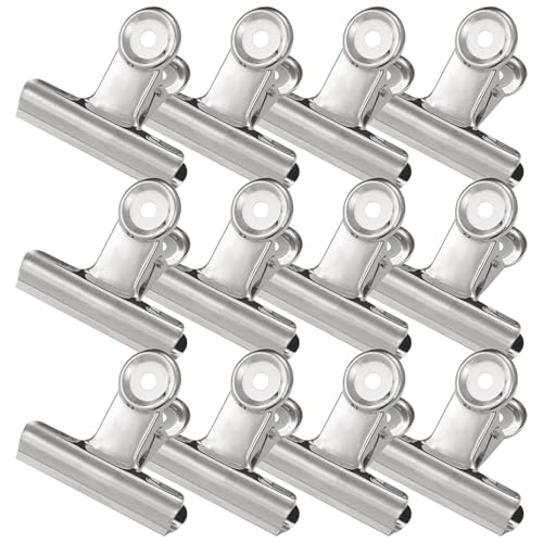 ATB-Foger 12 Stück Große Metall Clips Metallscharnier Bulldog Clips Multi-function Clip für Bilder, Fotos, Home Büromöbel und Bürobedarf (76mm) von ATB-Foger