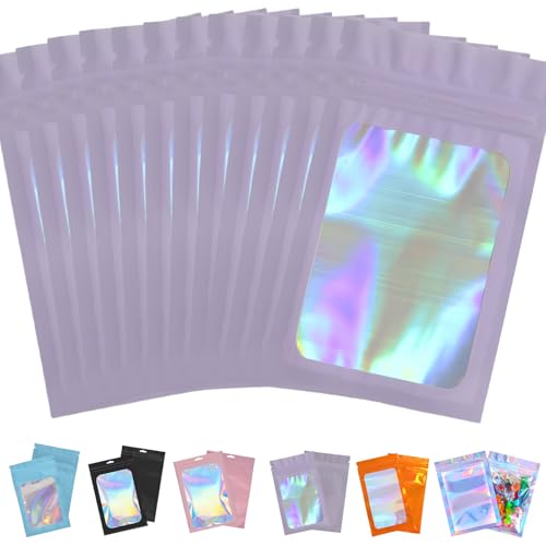 100 Stück violette geruchsdichte Mylar-Beutel – 7 x 10 cm, wiederverschließbare Süßigkeitenbeutel, kleine Plastiktüten für Lipgloss, Schmuck, Wimpern, Lebensmittelaufbewahrung, Geschenkfolie, von ATBEAMEN