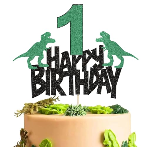 Dinosaurier-Party-Kuchenaufsätze für Jungen, 1. Geburtstag, Dinosaurier-Motiv, Dinosaurier-Kuchenaufsätze, Happy 1. Geburtstag, Kuchendekoration für Kinder, Jungen, Mädch von ATBEAMEN