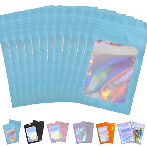 Mylar-Beutel, wiederverschließbar, geruchsdicht, kleine Plastiktüten für Lipgloss, Schmuck, Wimpern, Lebensmittelaufbewahrung, Geschenkverpackung, Blau, 100 Stück von ATBEAMEN