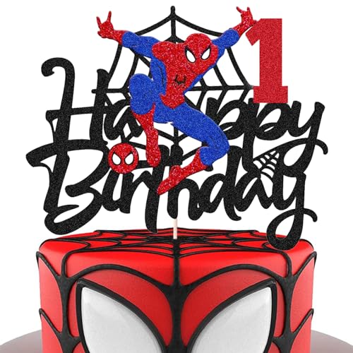 Spiderman-Party-Kuchenaufsätze für Jungen, 1. Geburtstag, Superhelden-Spider-Man, Cartoon-Thema, Geburtstag, Spider-Man, Kuchendekoration, Happy 1. Geburtstag, Kuchendeko von ATBEAMEN
