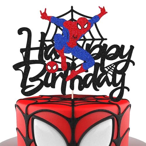 „ATBEAMEN“ Spiderman-Party-Kuchenaufsätze für Jungen zum Geburtstag, Superhelden-Spider-Man-Cartoon-Themen-Geburtstags-Spidermen-Kuchenaufsätze, Happy Birthday-Kuchenaufsätze für Kinder, Jungen, Mädc von "ATBEAMEN