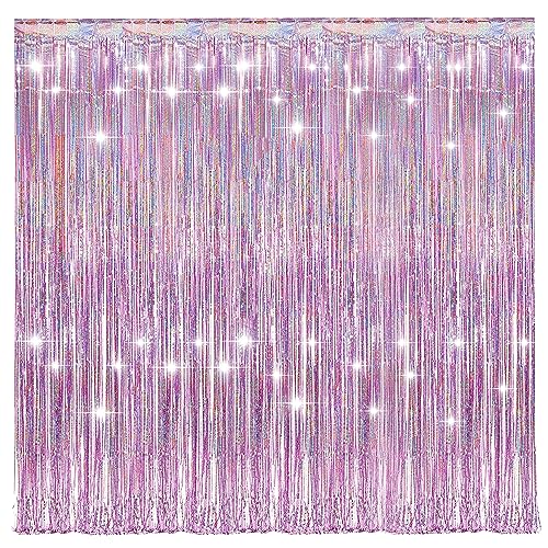 2 Stück rosa Laservorhänge, glänzende Folienquasten, Party-Hintergrunddekoration, Wandvorhang zum Aufhängen, Türvorhang-Dekoration für Geburtstag, Hochzeit, Disco, Barbie-Party 2 Stück rosa Laservorhänge, glänzende Folienquasten, Party-Hintergrunddekoration, Wandvorhang zum Aufhängen, Türvorhang-Dekoration für Geburtstag, Hochzeit, Disco, Barbie-Party von ATBUSS