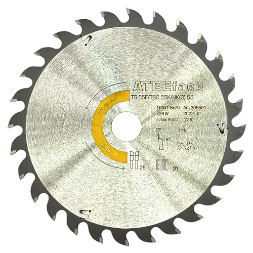 205560 205551 Kettensägeblatt für Festool TS 55 F, TSC 55 K, HK 55, HKC 55 Kettensäge, 160 x 1,8 x 20 mm, 28 Zähne 205560 205551 Kettensägeblatt für Festool TS 55 F, TSC 55 K, HK 55, HKC 55 Kettensäge, 160 x 1,8 x 20 mm, 28 Zähne von ATEEfaee