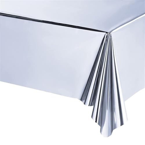 ATEUXOL Tischdecke Folie TischdeckenTischdecken Geburtstag Party Hochzeit Weihnachten Tisch Dekorationen Lieferungen(Silver) von ATEUXOL