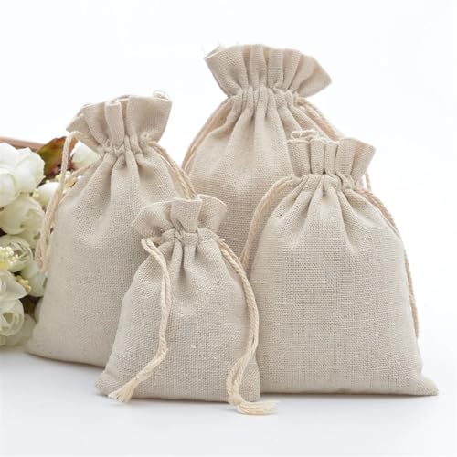 Baumwoll-Muselin Geschenkbeutel Baumwoll-Kordelzugbeutel, Baumwoll-Musselin-Geschenkbeutel, Weihnachts-Hochzeitsbevorzugungen, Schmuck-Verpackungsbeutel(10x15cm(3.9x5.9inch)) von ATEUXOL