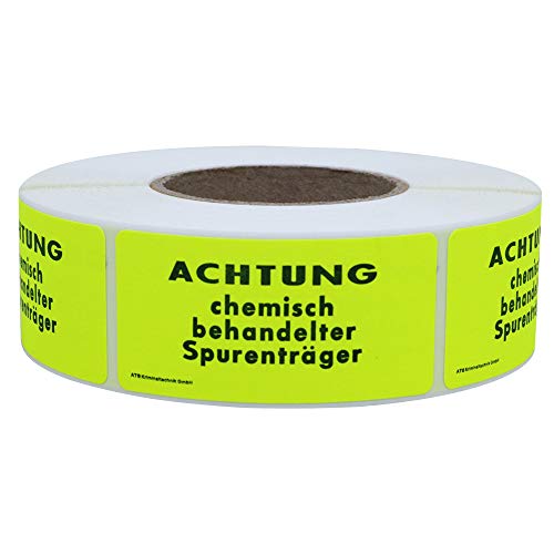 1000 Etiketten"ACHTUNG chemisch behandelter Spurenträger" von ATG Kriminaltechnik GmbH