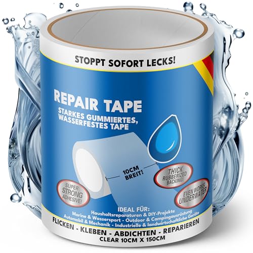 ATG® Pool Reparaturset Unterwasser Klebeband klar - Wasserdichtes Reparaturset (10x150cm) für Pools, SUPs, aufblasbare Kayaks, Luftmatratzen, Rohre, Zelte, Abflüsse von ATG