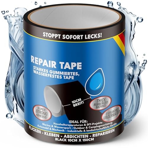 ATG® Repair Tape, Pool Reparaturset Unterwasser Klebeband schwarz - Wasserdichtes Reparaturset (10x150cm) für Pools, SUPs, aufblasbare Kayaks, Luftmatratzen, Rohre, Zelte, Abflüsse von ATG