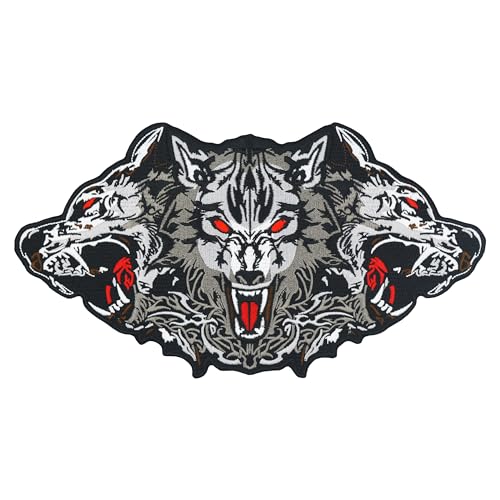 ATHIPATCHES Cerberus bestickter Biker-Rückenaufnäher, groß, für Motorradjacke und Weste von ATHIPATCHES