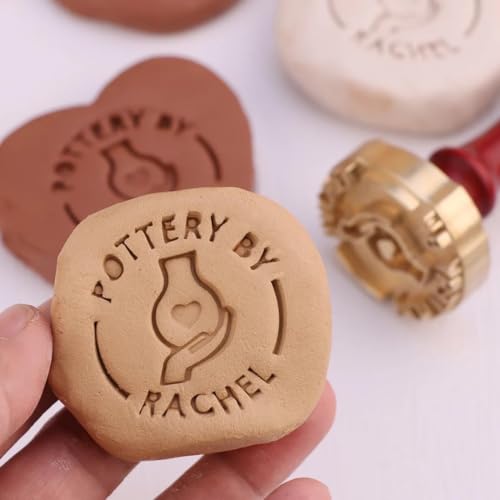 ATIJAA 1 Stück individueller Keramikstempel, 12 mm Dicker Messingstempel, Musteranpassung akzeptieren, personalisierter Seifenstempel für Keramik, Geschenk für Töpfer von ATIJAA