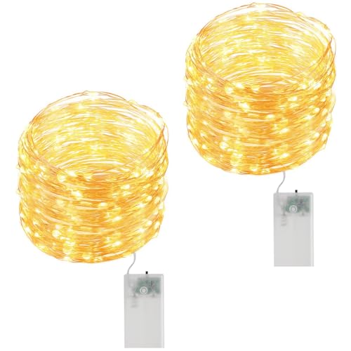 2 Stück LED Lichterkette Batterie mit Timer, 2 M 20 LED, Mini Lichterkette Innen Batteriebetrieben, für Party Weihnachten Halloween Hochzeit Innen Deko, Warmweiß 2 Stück LED Lichterkette Batterie mit Timer, 2 M 20 LED, Mini Lichterkette Innen Batteriebetrieben, für Party Weihnachten Halloween Hochzeit Innen Deko, Warmweiß von ATJTYSX