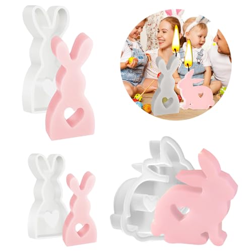 3D Osterhase Silikonform Kerzenhalter, 3D Kaninchen Gießform Ostern, Ostern Hase Silikonform, Ostern Hase Backform, DIY Hasenform for Gips, Sojawachs Kerzen, Handwerk (3 Stück) von ATJTYSX