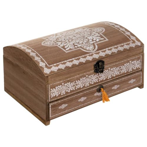 Atmosphera - Nähkästchen "Folk" - Holz - 25x13-4 cm - Kastanienbraun von ATMOSPHERA CREATEUR D'INTERIEUR