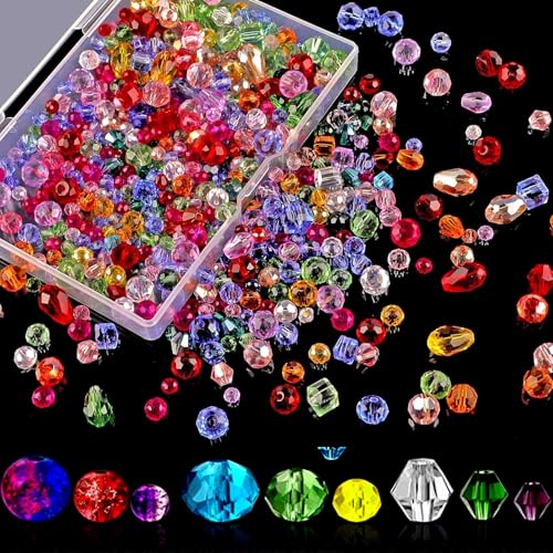 ATMWM 1500 Stück Facettierte Perlen, 4/6/8mm Kristall Facettierte Glasperlen, Glitzerperlen zum Auffädeln, Crackle Glasperlen, Bunte Glasperlen Deko für DIY Crackle Glasperlen ATMWM 1500 Stück Facettierte Perlen, 4/6/8mm Kristall Facettierte Glasperlen, Glitzerperlen zum Auffädeln, Crackle Glasperlen, Bunte Glasperlen Deko für DIY Crackle Glasperlen von ATMWM