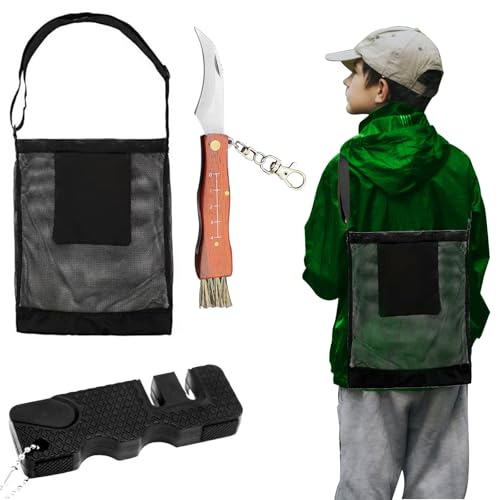Pilzmesser mit Bürste und Lineal, Taschenmesser mit Großvolumige Pilzsammeltasche, Holzgriff Pilzmesser mit Gravur, Edelstahl Schwammerlmesser Klappmesser Messer pilzbürste für Dschungelpflücken Pilzmesser mit Bürste und Lineal, Taschenmesser mit Großvolumige Pilzsammeltasche, Holzgriff Pilzmesser mit Gravur, Edelstahl Schwammerlmesser Klappmesser Messer pilzbürste für Dschungelpflücken von ATMWM