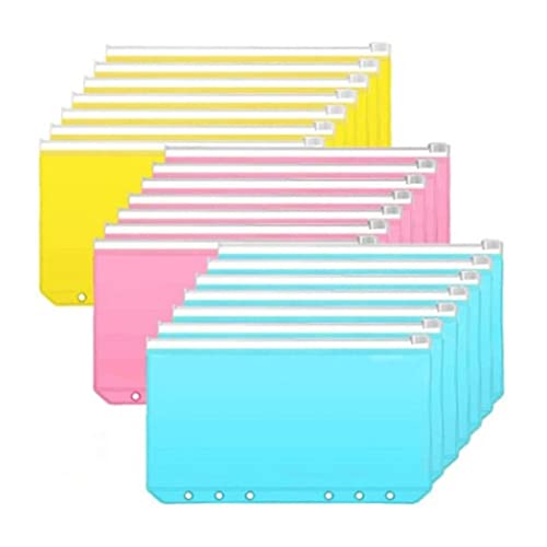 ATNCKS 24 Stück A6 Binder Pocket Notebook Binder Lose Blätter Taschen Löcher Binder Reißverschluss Ordner Tasche Dokumententasche Dokumententasche (Farbe: mehrfarbig, Größe: wie abgebildet) von ATNCKS