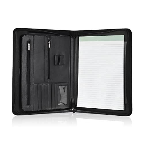 ATNCKS A4-Dokumentenmappe, professioneller multifunktionaler Organizer mit Reißverschluss, für Dokumente, mit Schreibblock, Kartentasche (Farbe: A) von ATNCKS