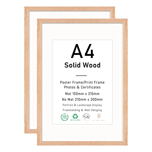 ATOBART A4 Eiche Rahmen Massives Holz Bilderrahmen,Fotorahmen Zertifikatsrahmen Wandmontage oder Tischaufsteller für Foto oder Bilder,21x30 cm,2 Stück ATOBART A4 Eiche Rahmen Massives Holz Bilderrahmen,Fotorahmen Zertifikatsrahmen Wandmontage oder Tischaufsteller für Foto oder Bilder,21x30 cm,2 Stück von ATOBART