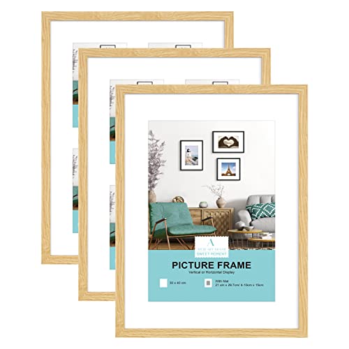 ATOBART 30x40cm Zertifikat Bilderrahmen,Helles Holz Fotorahmen mit Passepartout für A4 Druck,Posterrahmen mit Kunststoffglas für Wandmontage Display,3er Set ATOBART 30x40cm Zertifikat Bilderrahmen,Helles Holz Fotorahmen mit Passepartout für A4 Druck,Posterrahmen mit Kunststoffglas für Wandmontage Display,3er Set von ATOBART