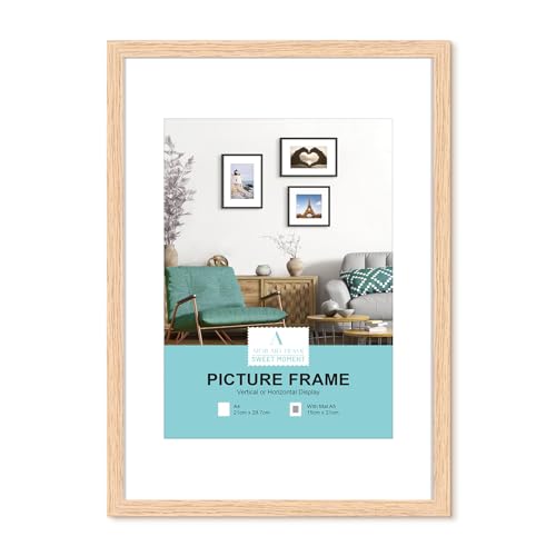 ATOBART A4 Zertifikat Bilderrahmen,EICHE Holz Fotorahmen mit Passepartout für A5 Druck,Posterrahmen mit Plexi-glass für Wandmontage,21x30 cm,1er Set ATOBART A4 Zertifikat Bilderrahmen,EICHE Holz Fotorahmen mit Passepartout für A5 Druck,Posterrahmen mit Plexi-glass für Wandmontage,21x30 cm,1er Set von ATOBART
