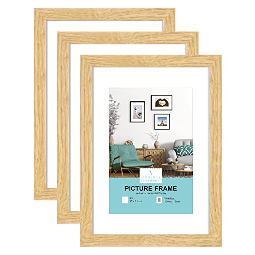 ATOBART A5 Zertifikat Bilderrahmen,Helles Holz Bilderrahmen mit Passepartout für 4x6 Druck,Posterrahmen mit Kunststoffglas für Wandmontage Display,15x21 cm,Set von 3 ATOBART A5 Zertifikat Bilderrahmen,Helles Holz Bilderrahmen mit Passepartout für 4x6 Druck,Posterrahmen mit Kunststoffglas für Wandmontage Display,15x21 cm,Set von 3 von ATOBART