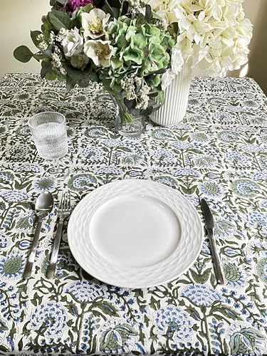 ATOSII Clover Tischdecke, rund, 152,4 cm, 100 % Baumwolle, Boho-Stil, für Herbst, Küche, Esszimmer, Party, Hochzeit, Outdoor, Weihnachten, Erntedankfest, Blau ATOSII Clover Tischdecke, rund, 152,4 cm, 100 % Baumwolle, Boho-Stil, für Herbst, Küche, Esszimmer, Party, Hochzeit, Outdoor, Weihnachten, Erntedankfest, Blau von ATOSII