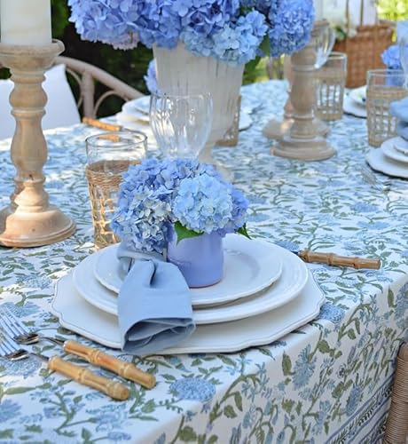 ATOSII Runde Tischdecke aus 100 % Baumwolle, mit Blockdruck, Blumenmuster, für Abendessen, Partys, Hochzeiten, Outdoor, Urlaub, 228,6 cm, 6-Sitzer I Grandmillennial Farmhouse Boho Summer Mahoka Blue ATOSII Runde Tischdecke aus 100 % Baumwolle, mit Blockdruck, Blumenmuster, für Abendessen, Partys, Hochzeiten, Outdoor, Urlaub, 228,6 cm, 6-Sitzer I Grandmillennial Farmhouse Boho Summer Mahoka Blue von ATOSII