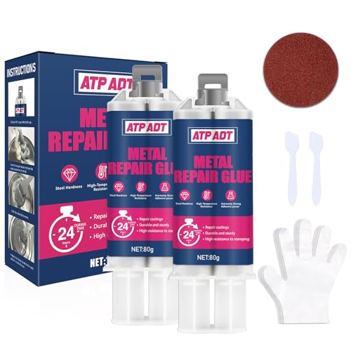 Metallkleber Extra Stark 160g | Flüssigmetall Hitzebeständig (-40°C bis +300°C) | 2K-Kleber für Metall, Edelstahl, Holz, Keramik & Kunststoff | Kaltschweissmasse Reparatur von Rissen, Korrosion von ATP ADT