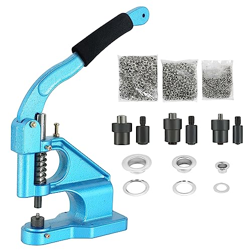 ATPEAM Ösenpresse Set, Handpresse Ösenmaschine Ösenzange für Planen, Ösenstanze mit 3 Matrizen (6/10/12mm), 1500 Ösen, Ösenzange Set für Stoffe, Leder, Kleidung und Banner von ATPEAM