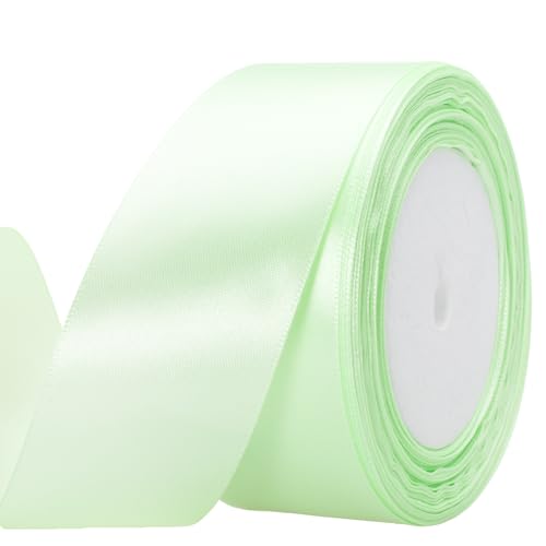 ATRBB Satinband, 22,7 m, 3,8 cm breit, perfekt für Hochzeiten, handgefertigte Schleifen und Geschenkverpackungen, Hellgrün von ATRBB