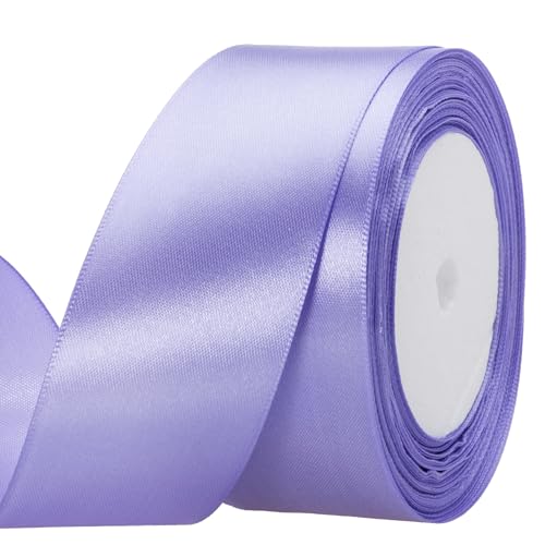 ATRBB Satinband, 22,7 m, 3,8 cm breit, perfekt für Hochzeiten, handgefertigte Schleifen und Geschenkverpackungen (Mittelviolett) von ATRBB