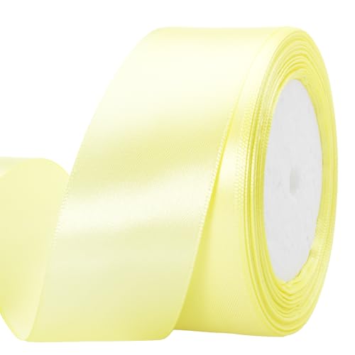 ATRBB Satinband, 22,7 m, 3,8 cm breit, perfekt für Hochzeiten, handgefertigte Schleifen und Geschenkverpackungen (hellgelb) von ATRBB