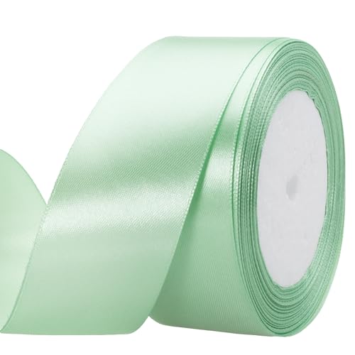 ATRBB Satinband, 22,7 m, 3,8 cm breit, perfekt für Hochzeiten, handgefertigte Schleifen und Geschenkverpackungen (mintgrün) von ATRBB