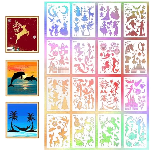 ATSGJLZN Schablonen Kinder,16er Malschablonen Kinder,Airbrush Schablonen Textilgestaltung Malen Set für Scrapbooking Fotoalbum DIY Karten von ATSGJLZN