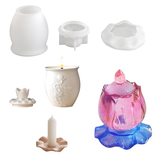 ATYUSVIC Glas-Silikonform mit Deckel, geprägte Blumenbehälterform für Epoxidharz-Organizer, Gipskerzenglas, Süßigkeiten, Schmuck, Aufbewahrungsbox, Basteln, Heim-Desktop-Dekoration. (Stil 8) von ATYUSVIC