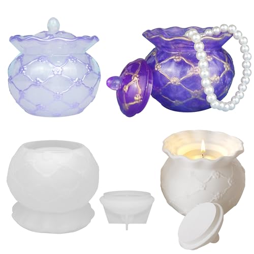 ATYUSVIC Glasform aus Kunstharz mit Deckel, geprägte Blumen-Silikonform für Epoxidharz-Organizer, Gipskerzenglas, Süßigkeiten, Schmuck, Aufbewahrungsbox, Basteln, Heim-Desktop-Dekoration. (Stil 5) ATYUSVIC Glasform aus Kunstharz mit Deckel, geprägte Blumen-Silikonform für Epoxidharz-Organizer, Gipskerzenglas, Süßigkeiten, Schmuck, Aufbewahrungsbox, Basteln, Heim-Desktop-Dekoration. (Stil 5) von ATYUSVIC