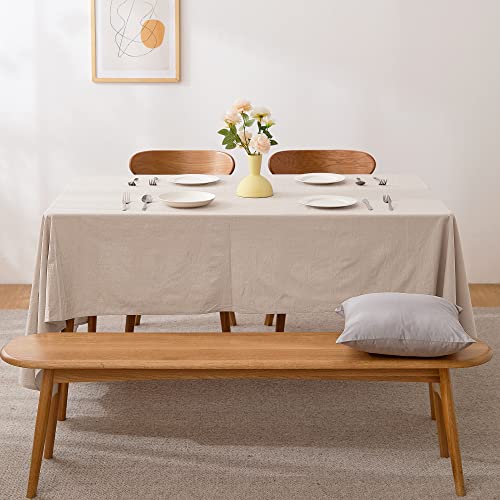 ATsense Tischdecke, Tischdecke Beige, Tischdecken Leinenoptik-100% Gewaschener Baumwolle Eckig Tischtuch 140x240 cm von ATsense
